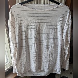 Lululemon Women's White Striped Long-Sleeve Boatneck Top